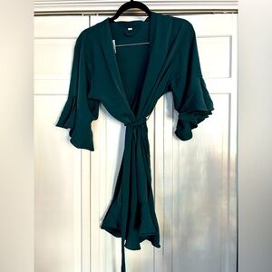 Emerald Silky Robe Getting Ready Kimono